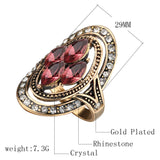 Bohemian Red Gemstone Crystal Finger Rings for Women