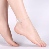 Dog Tag Shaped Foot Chain Silver Plated Rhinestone Anklet Jewelry