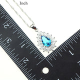 Sky Blue Cubic Zirconia White Crystal Jewelery 925 Sterling Silver Jewelry Sets Women Wedding Necklace/Earrings/Ring/Pendant 