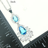 Bride 925 Sterling Silver Women 4PCS Jewelry Sets Natural Blue Crystal Zircon Necklace/Pendant/Earrings/Ring/Bracelet Gift Box