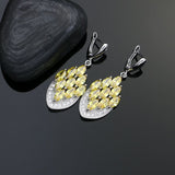 925 Silver Wedding Jewelry Sets For Bride Yellow Cubic Zirconia White Crystal Earrings/Ring/Bracelet/Necklace/Pendant Set