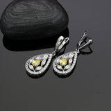 Silver 925 Jewelry Yellow Cubic Zirconia White Crystal  Jewelry Sets Earrings/Pendant/Necklace/Ring/Bracelet For Women