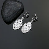 Classic 925 Sterling Silver Jewelry Sets For Bride Wedding Decoration White Crystal Earrings Ring Necklace Pendant Set