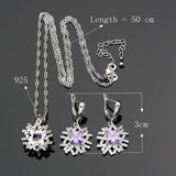 Strange 925 Silver Jewelry Sets Natural Purple Cubic Zirconia Decoration For Women Earrings/Pendant/Rings/Necklace Set