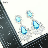 Bride 925 Sterling Silver Jewelery Women Jewelry Sets Natural Blue Crystal Zircon Necklace/Pendant/Earrings/Ring Free Gift Box