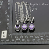 925 Silver Jewelry Sets For Women Party Accessories Purple Cubic zirconia Drop Earrings/Rings/Bracelet/Pendant/Necklace Set