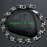 Punk Silver 925 Party Jewelry Sets For Women Black Stone White Cubic Zirconia Earrings/Pendant/Necklace/Ring/Bracelet