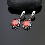 925 Sterling Silver Jewelry Sets Red Stone For Women Earrings Ring Necklace Pendant 