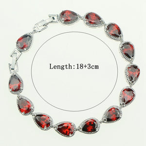 2017 New 925 Sterling Silver Jewelry Sets For Women Red Garnet White Zircon Bracelets/Earrings/Rings/Pendant/Necklace Free Box