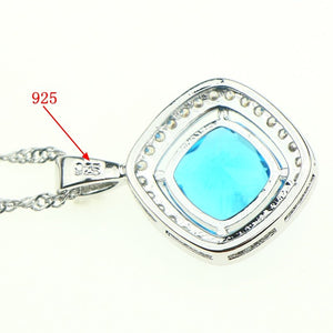 Natural Sky Blue Zircon 925 Sterling Silver Jewelry Sets For Women Wedding Earrings/Rings/Bracelet/Necklace Free Gift Box