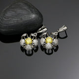 Flower Silver 925 Jewelry Light Yellow Cubic Zirconia White Crystal Beads Jewelry Sets Earrings/Pendant/Ring/Necklace Set