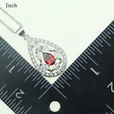 New Wedding Red Garnet Cubic Zirconia Crystal Jewelery Sterling Silver 925 Jewelry Sets For Women Necklace/Pendant/Earrings/Ring