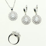 925 Sterling Silver Jewelry Sets For Women White Cubic Zirconia Earrings/Ring/Pendant/Bracelet/Necklace Set