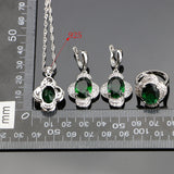 Natural Green Cubic Zirconia White CZ 925 Sterling Silver Jewelry Sets Women Wedding Earrings/Ring/Bracelet/Pendant/Necklace