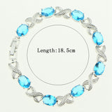 925 Sterling Silver Bridal Bracelet For Women Sky Blue Cubic zirconia Wedding Decoration 