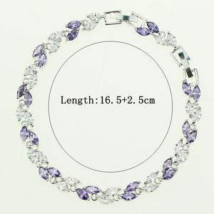 Alluring 925 Sterling Silver Jewelry Purple Natural Crystal White Zircon Created Chain Link Bracelet For Women Free Gift Box