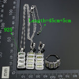 925 Silver Vintage Jewelry Sets For Women Olive Green Cubic zirconia White Crystal Earrings/Pendant/Necklace/Ring/Bracelet