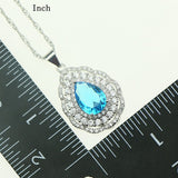 Fashion Women 925 Sterling Silver Jewelery Sky Blue Cubic Zirconia Crystal Earrings/Pendant/Necklace/Ring/Bracelet Jewelry Sets 