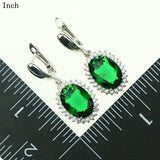 Green Created Emerald White Zircon 925 Sterling Silver Wedding Jewelry Sets For Women Earrings/Rings/Bracelet/Necklace/Pendant