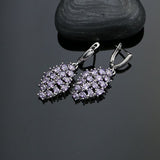 925 Sterling Silver Jewelry Sets For Bride Wedding Accessories Purple CZ Earrings/Pendant/Necklace/Ring/Bracelet