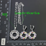 925 Silver Bridal Jewelry Sets For Women Multicolor Cubic Zirconia White Crystal Earrings/Bracelet/Necklace/Pendant Set