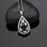 925 Silver Jewelry Sets Green Cubic Zirconia White Crystal Jewelery Earrings/Pendant/Necklace/Ring For Women 