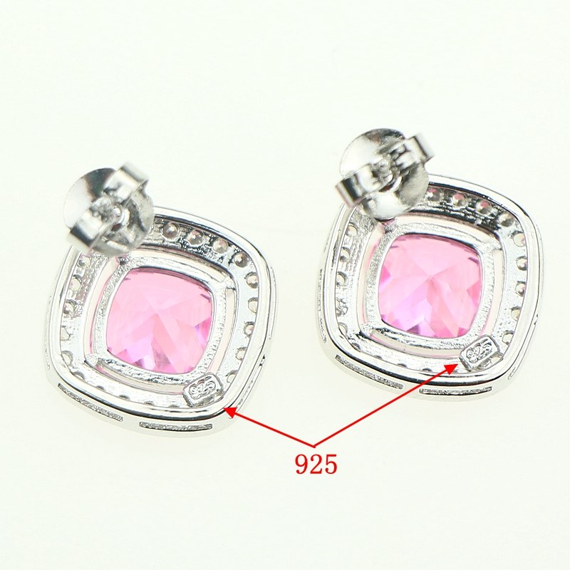 Fashion Pink Cubic Zirconia Crystal Jewelry Set For Women Sterling Silver 925 Zircon Necklace/Earring/Rings Wedding Party Gift 