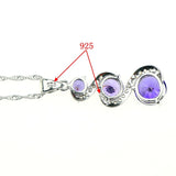 New Style women 925 Sterling Silver Jewelry Set With Purple Natural Crystal Earrings/Pendant/Necklace/Ring Free Jewelry Box