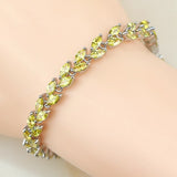 Bridal 925 Sterling Silver Jewelry Overlay Yellow Natural stone White Zircon Created Chain Link Bracelet For Women Wedding