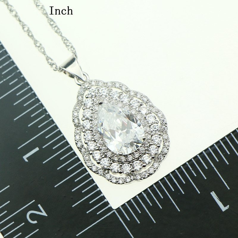 Fashion Women 925 Sterling Silver Jewelery White Cubic Zirconia Crystal Earrings/Pendant/Necklace/Ring/Bracelet Jewelry Sets 