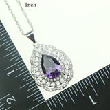 Fashion Women 925 Sterling Silver Jewelery Purple Cubic Zirconia Crystal Earrings/Pendant/Necklace/Ring Jewelry Sets 