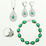 Green Cubic Zirconia White Crystal Jewelery 925 Sterling Silver Jewelry Sets Earrings/Pendant/Necklace/Ring/Bracelet For Women