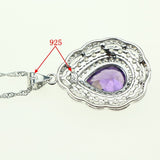 Fashion Women 925 Sterling Silver Jewelery Purple Cubic Zirconia Crystal Earrings/Pendant/Necklace/Ring/Bracelet Jewelry Sets 