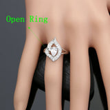 925 Silver Bridal Jewelry Sets Wedding Decoration White Cubic Zirconia Earrings Open Ring Necklace Pendant Set For Bride