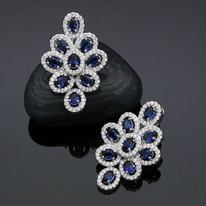 Wedding 925 Silver Jewelery Blue Cubic Zirconia Jewelry Sets Necklace/Earrings/Pendant/Bracelet For Women