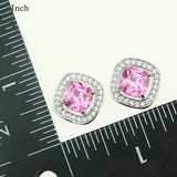 Pink Crystal Zircon Wedding 925 Sterling Silver Jewelry Sets For Women Earrings/Rings/Bracelet/Necklace/Pendant Free Box