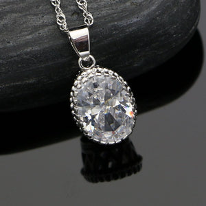 Silver 925 Jewelry Oval White Crystal Zircon Jewelry Sets For Women Ring/Pendant/Earrings/Necklace Set