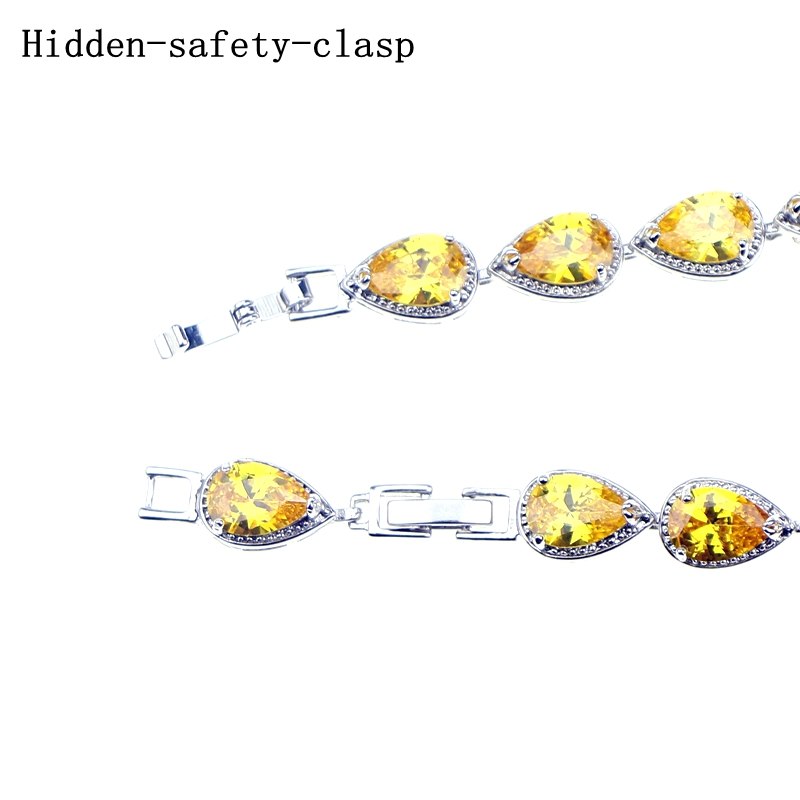 925 Sterling Silver Jewelery Link Chain 18/21cm Bracelets Drop Yellow Cubic Zirconia Hand Spanners Bracelet For Women Gift 