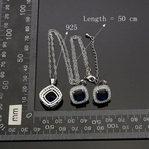 Plant Blue Cubic Zirconia Jewelry Sets Sterling Silver 925 Jewelery Ornament Earrings/Pendant/Ring/Necklace For Women Wedding 