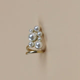 Gold Plated Women Jewelry Flower Cute Cat Pearl Nail Ring