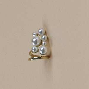 Gold Plated Women Jewelry Flower Cute Cat Pearl Nail Ring