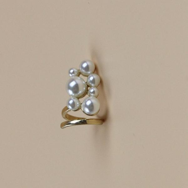 Gold Plated Women Jewelry Flower Cute Cat Pearl Nail Ring