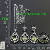 925 Sterling Silver Party Jewelry Sets For Women Decoration Olive Green Cubic Zirconia Earrings/Ring/Bracelet/Necklace/Pendant