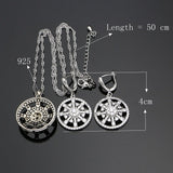 Trendy 925 Silver Jewelry Sets White Crystal For Women Party Earrings With Stone Ring Pendant Necklace Set