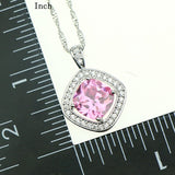 Fashion Pink Cubic Zirconia Crystal Jewelry Set For Women Sterling Silver 925 Zircon Necklace/Earring/Rings Wedding Party Gift 