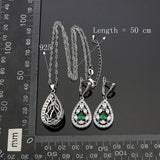 925 Silver Jewelry Sets Green Cubic Zirconia White Crystal Jewelery Earrings/Pendant/Necklace/Ring For Women 