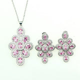 Pink Cubic Zirconia Jewelry 925 Sterling Silver Jewelry Sets For Women Necklace/Earrings/Pendant/Bracelet