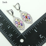 Colorful Multicolor Cubic Zirconia Crystal Jewelery 925 Sterling Silver Jewelry Sets Earrings/Pendant/Necklace/Ring For Women 