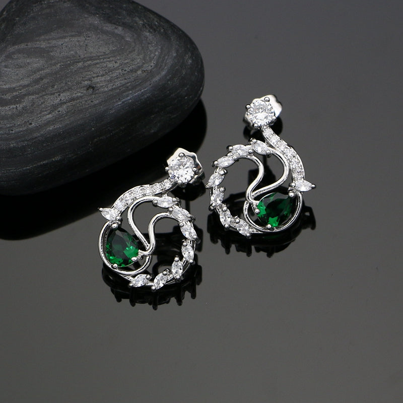 Green Cubic Zirconia Silver 925 Bridal Jewelry Sets White CZ Decoration For Women Earrings/Ring/Bracelet/Pendant/Necklace Set