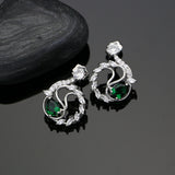 Green Cubic Zirconia Silver 925 Bridal Jewelry Sets White CZ Decoration For Women Earrings/Ring/Bracelet/Pendant/Necklace Set